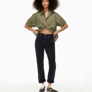 Aritzia Denim Forum Boyfriend High Rise Loose 28L Washed Black Jeans - Sz 24